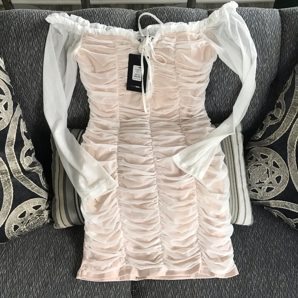 Fashion nova white mesh off the shoulder dress